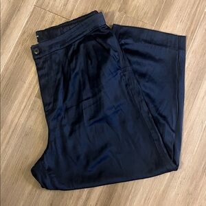 Madewell Satin Navy Dress Pants Elastic Waist XXL Holiday Trousers